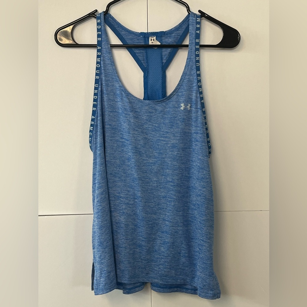 Women's Under Armour Tank Top Heat Gear Blue  Medium Loose Fit Breathable
